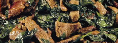 Spicy beef with spinach